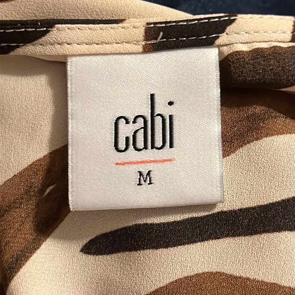 Cabi Simone Brown Cream Zebra Print Flutter Sleev… - image 8